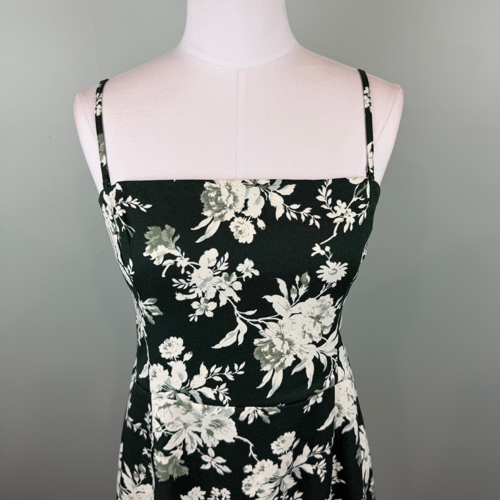 Abercrombie & Fitch Dark Green Floral Mini Dress, removable straps Medium - Picture 2 of 11